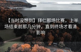 【当时没想到】拜仁那场比赛，上半场结束前那几分钟，直到终场才看清影响